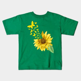 Butterfly Sunflower, Sunflower, Butterfly, Summer Gift,vacation 2020, Kids T-Shirt